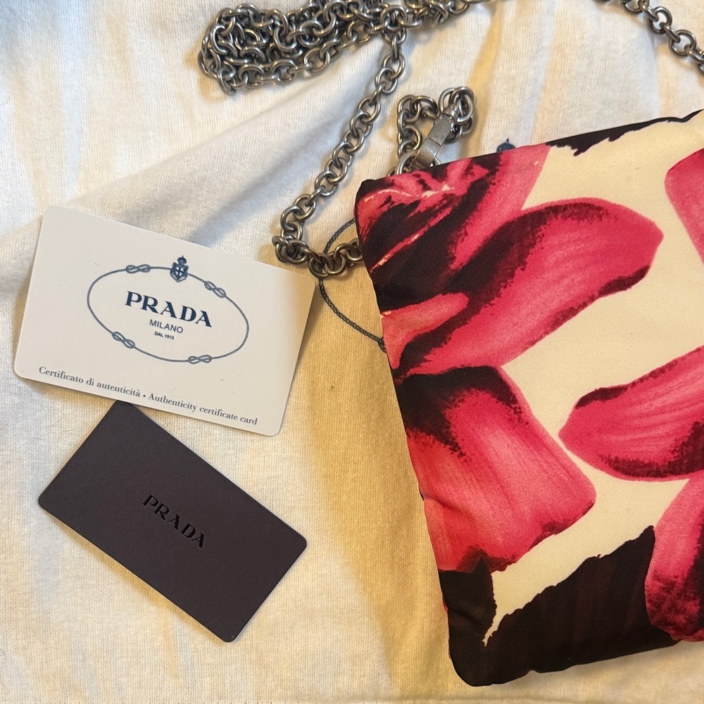 Prada Red and Black Floral Clutch - Picture 2 of 6